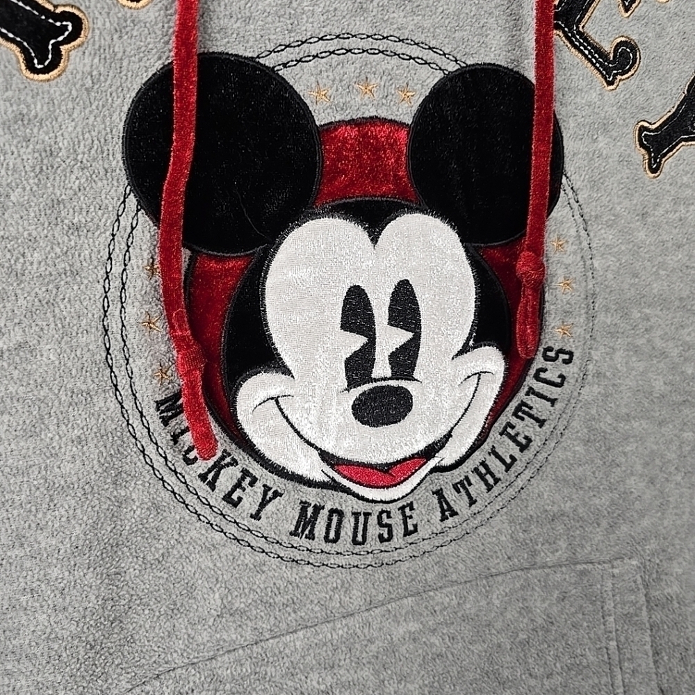 Disney Official Vintage Retro Mickey Mouse Grey Fleece Hoodie Womens 2XL - Picture 8 of 16